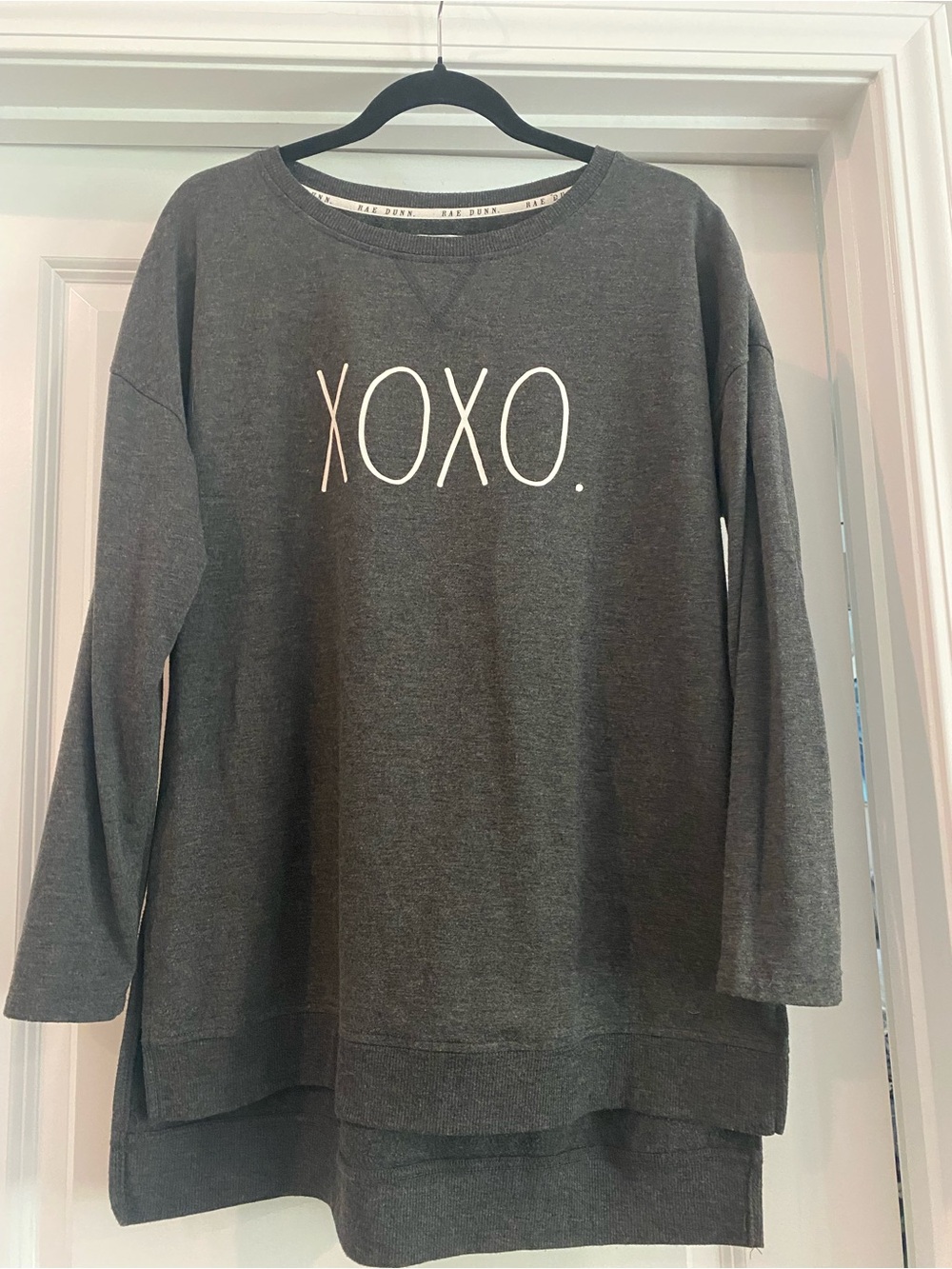 Rae Dunn Charcoal Gray 'XOXO. Long sleeve top
